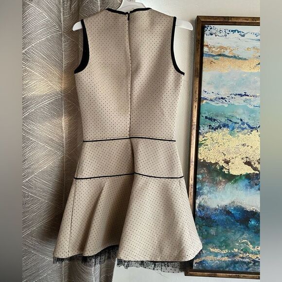 RED Valentino Mini Dress Shift Womens Size XS Cream Black Nylon Type Sleeveless - Picture 13 of 13